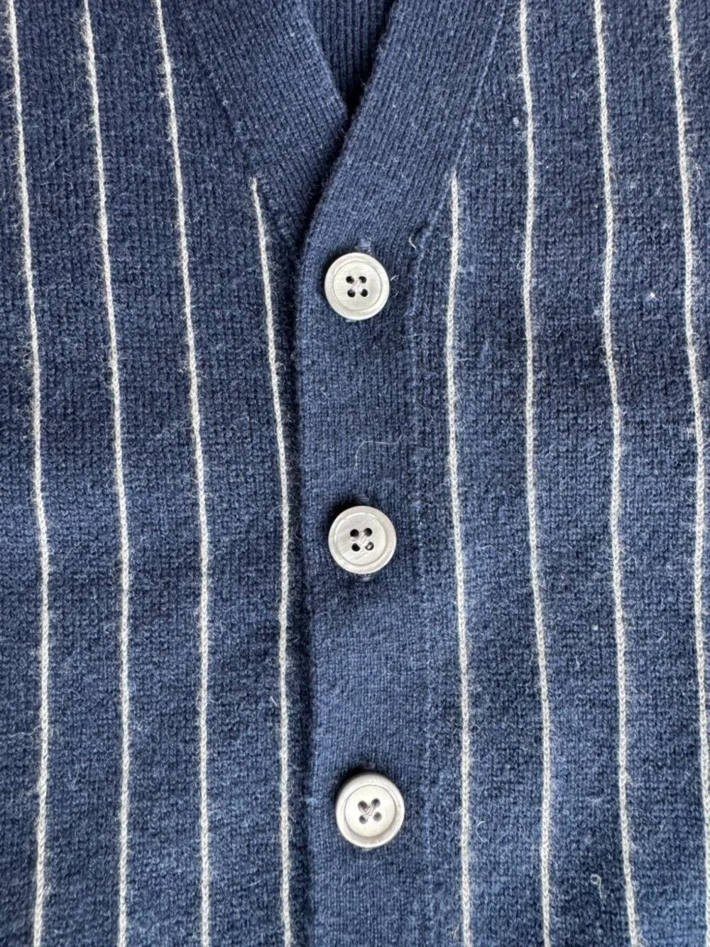 Cashmere-blend cardigan sweater-vest in pinstripe